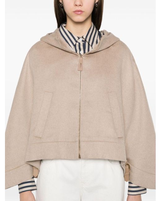 Max Mara Natural Wool Hooded Cape