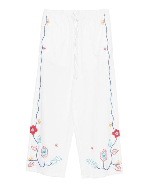 Forte_forte White Embroidered Cotton Trousers