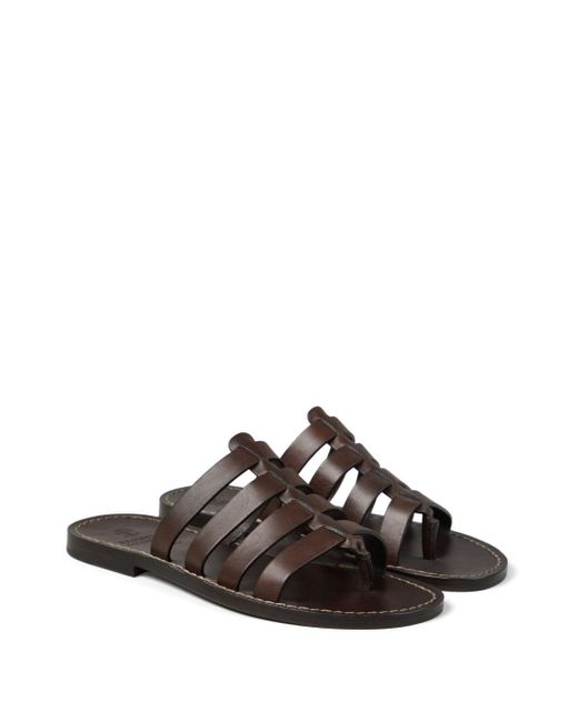 Brunello Cucinelli Brown Leather Sandals for men