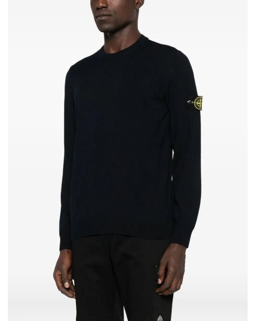 Stone Island Black Wool Sweater for men