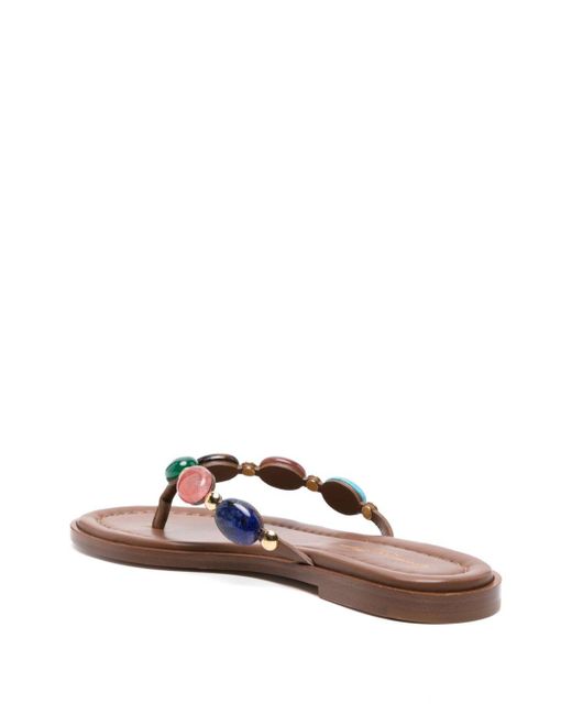 Gianvito Rossi Brown Shanti Embellished Leather Flip Flops - Women's - Calf Leather