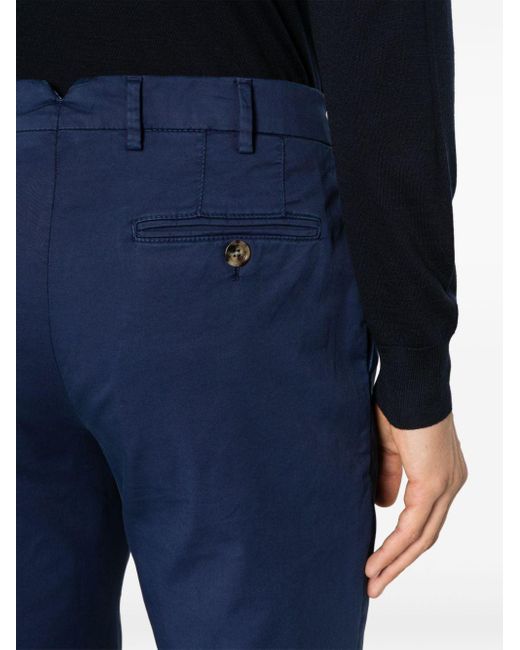 Brunello Cucinelli Blue Italian Fit Cotton Trousers for men