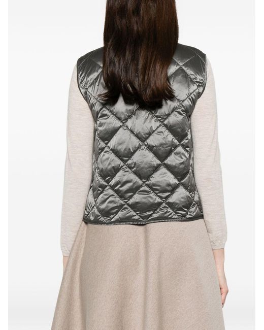 Max Mara Gray Quilted Down Vest
