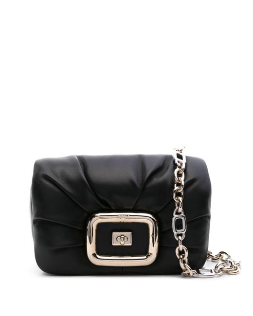 Roger Vivier Black Viv Choc Mini Leather Crossbody Bag