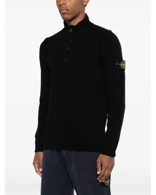 Stone Island Black Wool Turtleneck Sweater for men