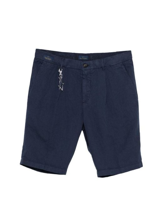 Paul & Shark Blue Cotton And Linen Bermuda Shorts for men