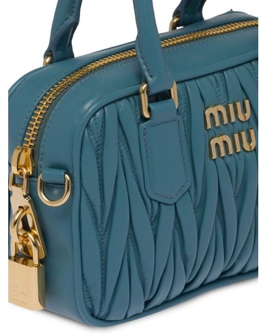 Miu Miu Blue Matelassé Leather Mini Bag