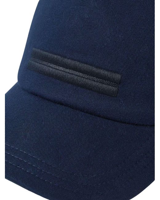 Zegna Blue Hat With Embroidery for men