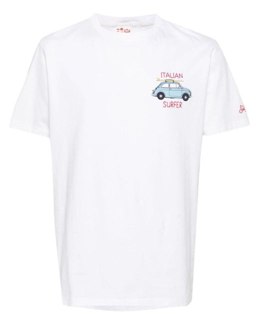 Mc2 Saint Barth White "italian Surfer" Cotton T-shirt for men