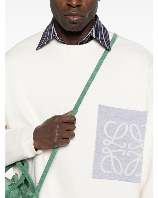 Loewe White Pocket Cotton Blend Sweater for men