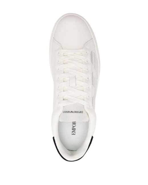 Sneakers con logo goffrato di Emporio Armani in White da Uomo