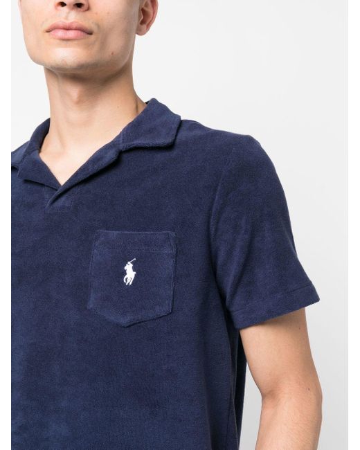 Ralph Lauren Blue Terry Polo Shirt for men
