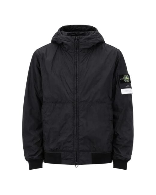 Stone Island Black Logo Nylon Blouson Jacket for men