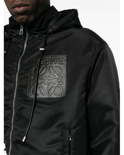 Loewe Black Hooded Padded Jacket In Nylon for men