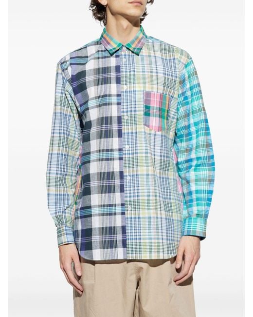 Comme des Garçons Blue Button-Up Spread Collar Shirt With Chest Pocket For for men