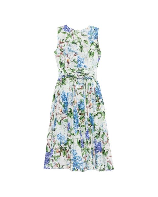 Samantha Sung Blue Aster Cotton Midi Dress
