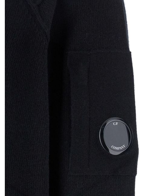 C P Company Blue Wool Zipped Cardigan for men