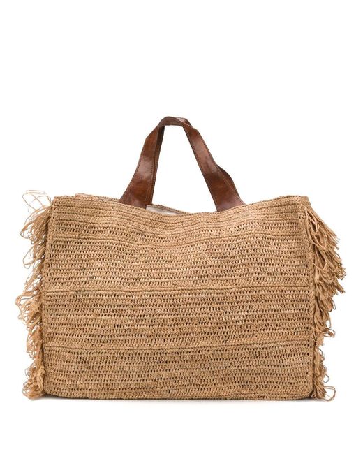 IBELIV Brown Woven Design Tote Bag