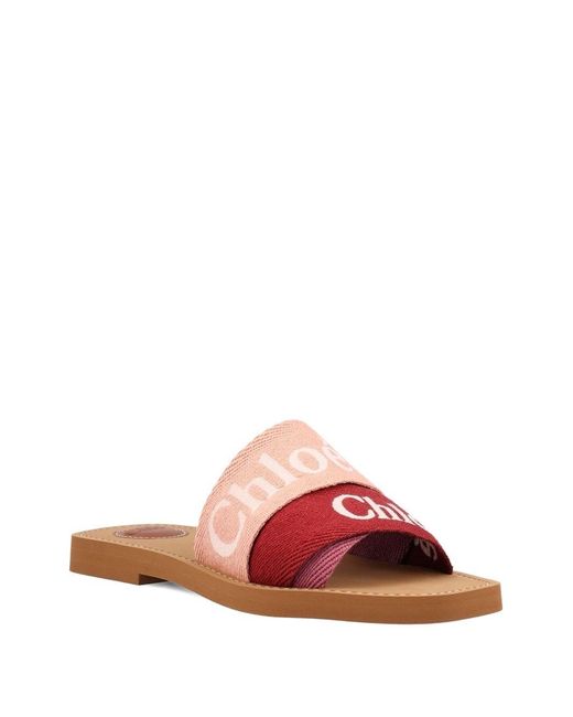 Chloé Red Woody Flat Sandals