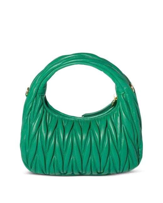 Miu Miu Green Wander Small Leather Hobo Bag