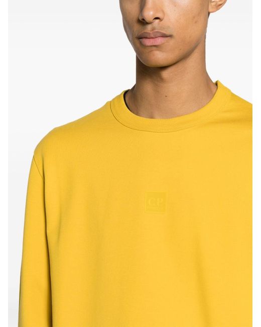 C P Company Yellow Logo-print Stretch-cotton Sweatshirt for men
