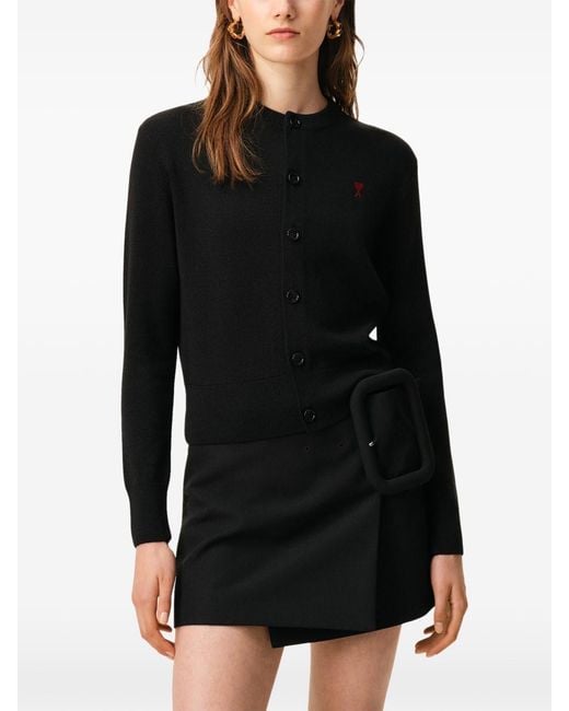 AMI Black Ami De Coeur Wool Cardigan