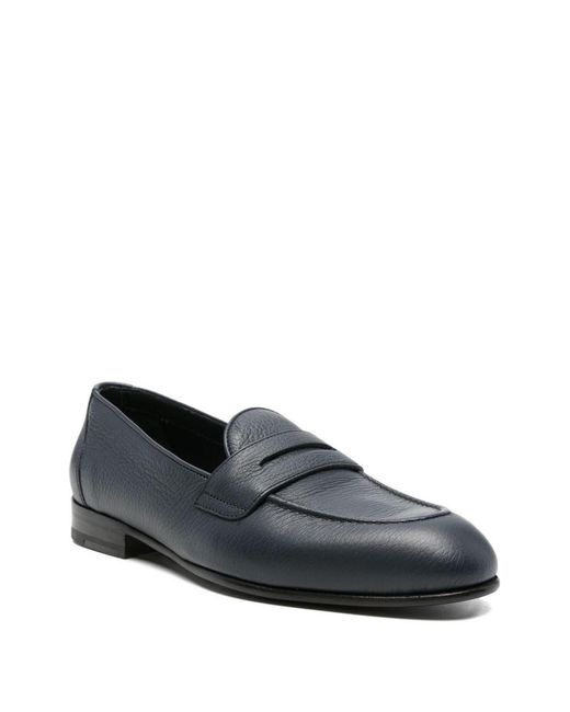 Brioni Blue Appia Leather Penny Loafers for men