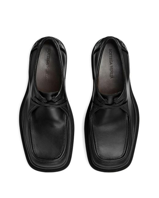 Bottega Veneta Black Leather Ben Derby Shoes for men