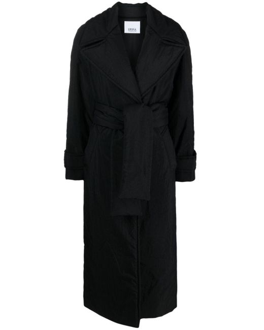 Erika Cavallini Semi Couture Padded Belted Trench Coat in Black | Lyst