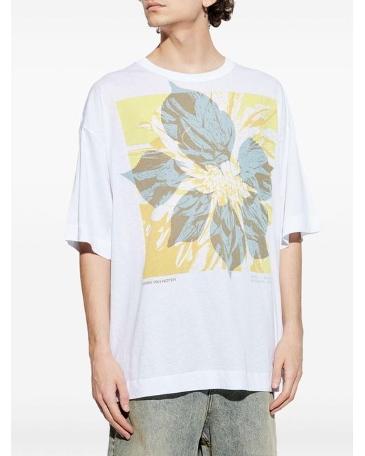 Dries Van Noten White Artfully Designed Cotton T-Shirt for men