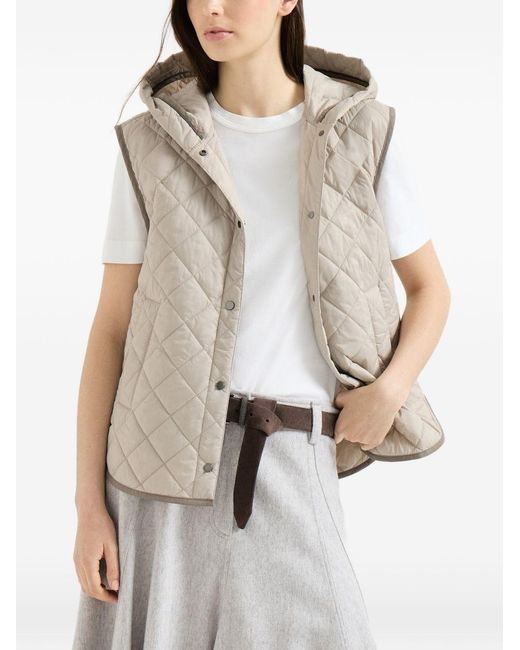 Brunello Cucinelli White Quilted Down Vest