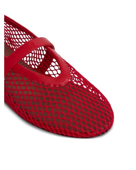 Alaïa Red Fishnet Ballet Flats