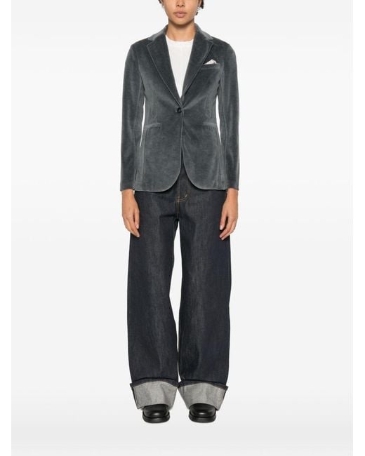 Circolo 1901 Gray Velvet Single-Breasted Jacket