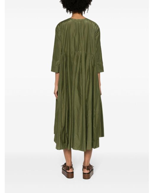 Max Mara Green Cotton And Silk Blend Midi Dress