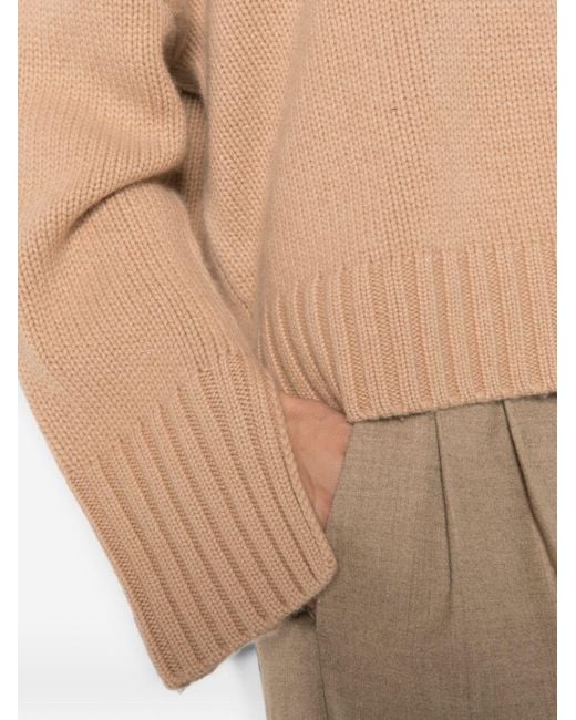 Soft Goat Natural Cashmere Turtle-Neck Sweater