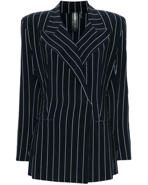 Norma Kamali Black Pinstriped Double-breasted Jacket