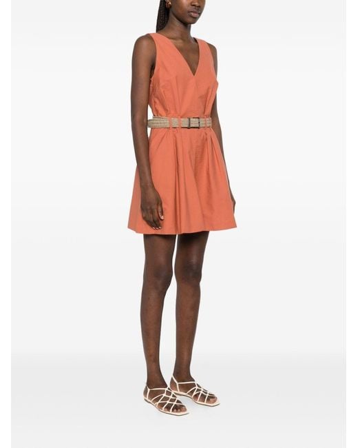 Brunello Cucinelli Orange Cotton Belted Dress