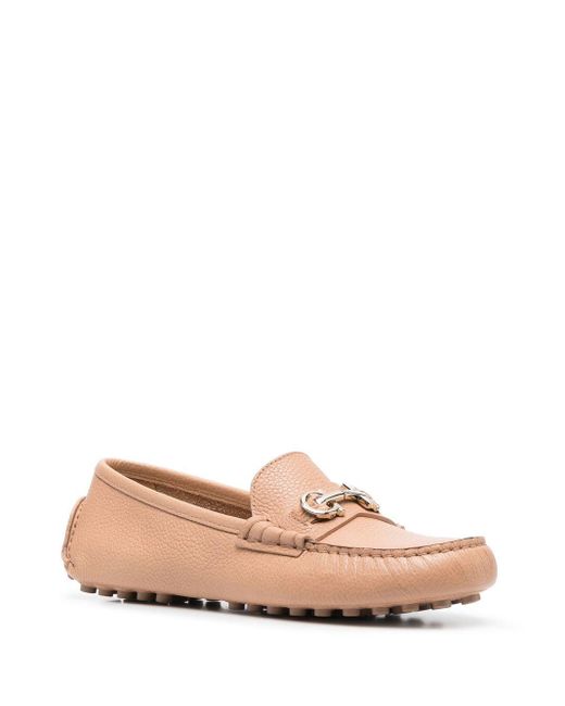 Ferragamo Pink Gancini Leather Loafers