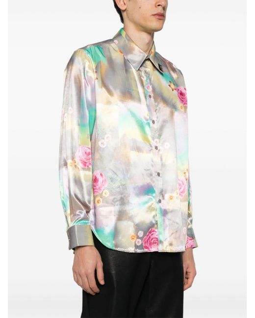 Martine Rose Gray Mix-print Iridescent Shirt for men
