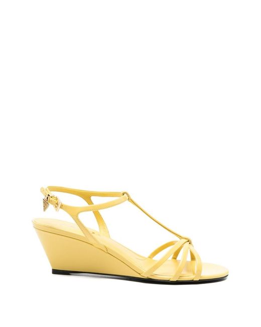 Prada Natural Leather Heel Sandals