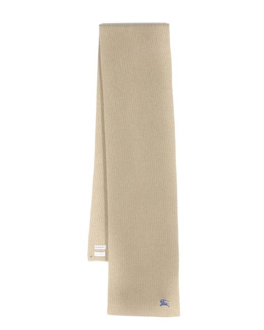 Burberry Natural Wool And Cahmere Blend Ribbed Scarf