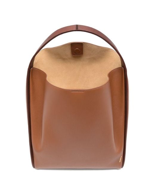 Jil Sander Brown Pivot Leather Tote Bag