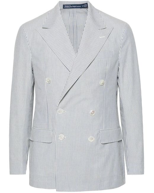 Polo Ralph Lauren Gray Striped Seersucker Blazer for men
