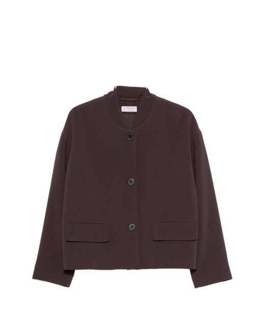 Alberto Biani Brown Button-Fastening Flap-Pocket Jacket