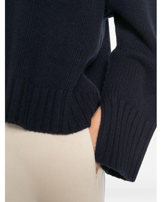 Soft Goat Blue Cashmere Turtle-Neck Sweater