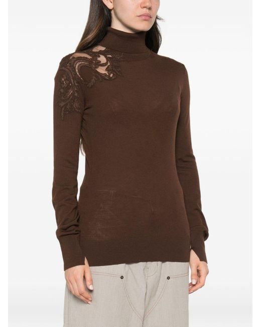 Ermanno Scervino Brown Wool Turtle-Neck Sweater