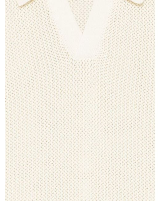 DUNST White Cotton And Linen Polo Shirt