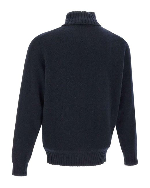 Filippo De Laurentis Blue Braided Turtleneck for men
