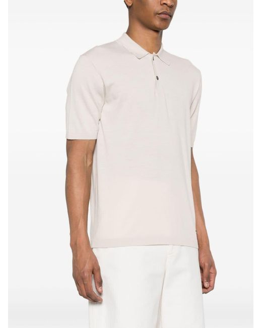 Calvin Klein White Rubberised-Logo Knitted Polo Shirt for men