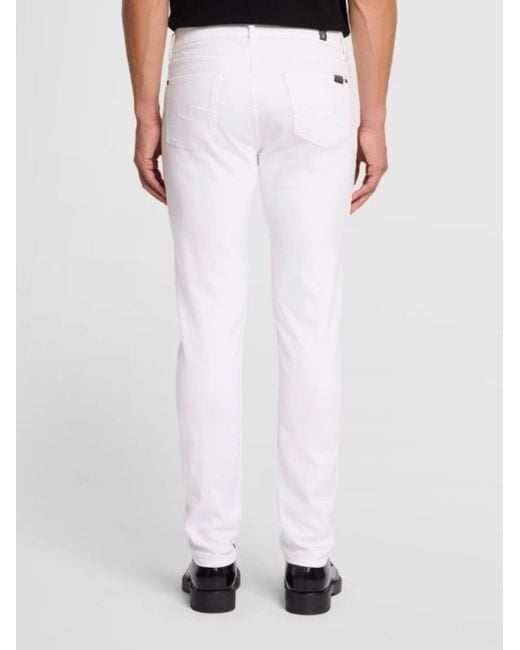 7 For All Mankind White Slimmy Tapered Jeans for men